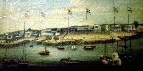 A painting of the port of Canton.
