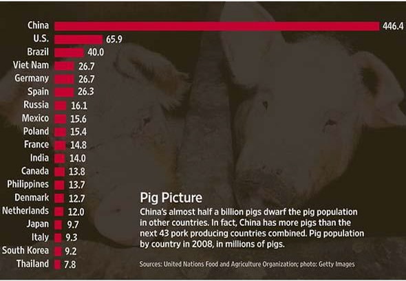 Graphic showing China is the largest pork consumer & producer.