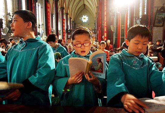 Chinese children in church