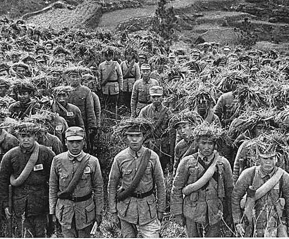 A black and white photo depicting the Chinese military
