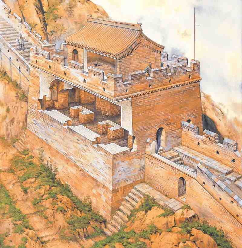 A painting of a beacon tower system