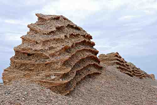 Rammed earth remains of the Great Wall of China