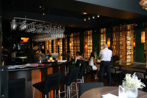 Inside an upscale restaurant