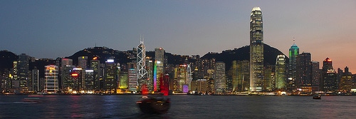 hong-kong-star-ferry-night A Hong Kong ferry traveling during the evening