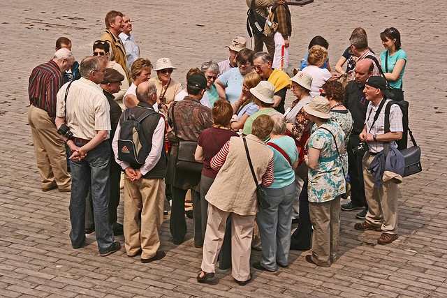 A tour group in China that looks lost