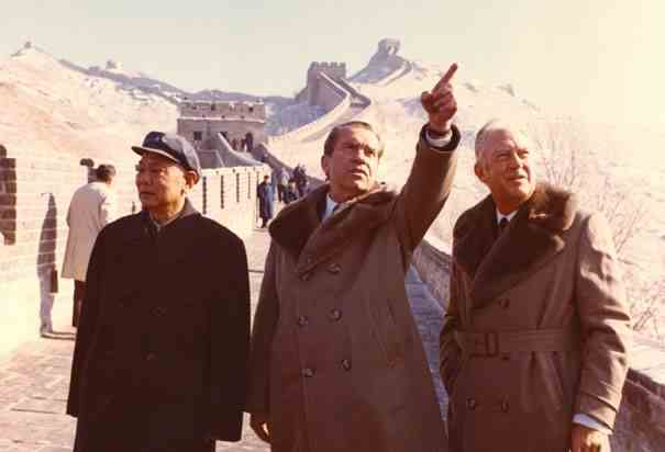 President Richard Nixon visiting the Great Wall of China