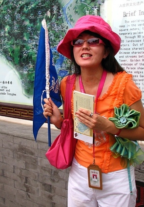 A Chinese tour guide leader